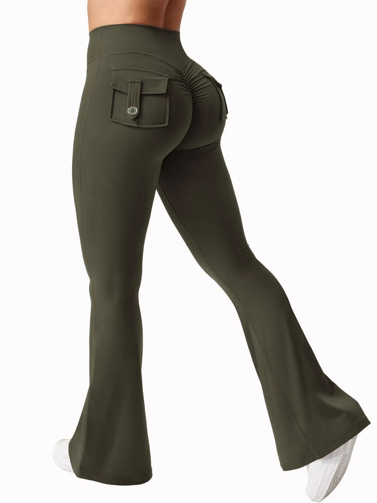 Naked Feeling Compression Fitness Workwear with Pockets Yoga Pant Newest Women Wide Leg High Stretch Yoga Leggings