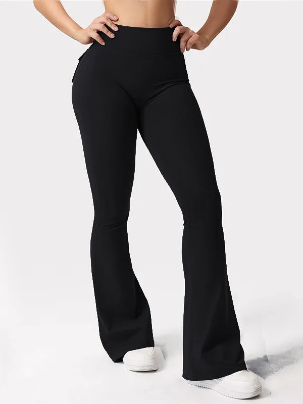 Naked Feeling Compression Fitness Workwear with Pockets Yoga Pant Newest Women Wide Leg High Stretch Yoga Leggings