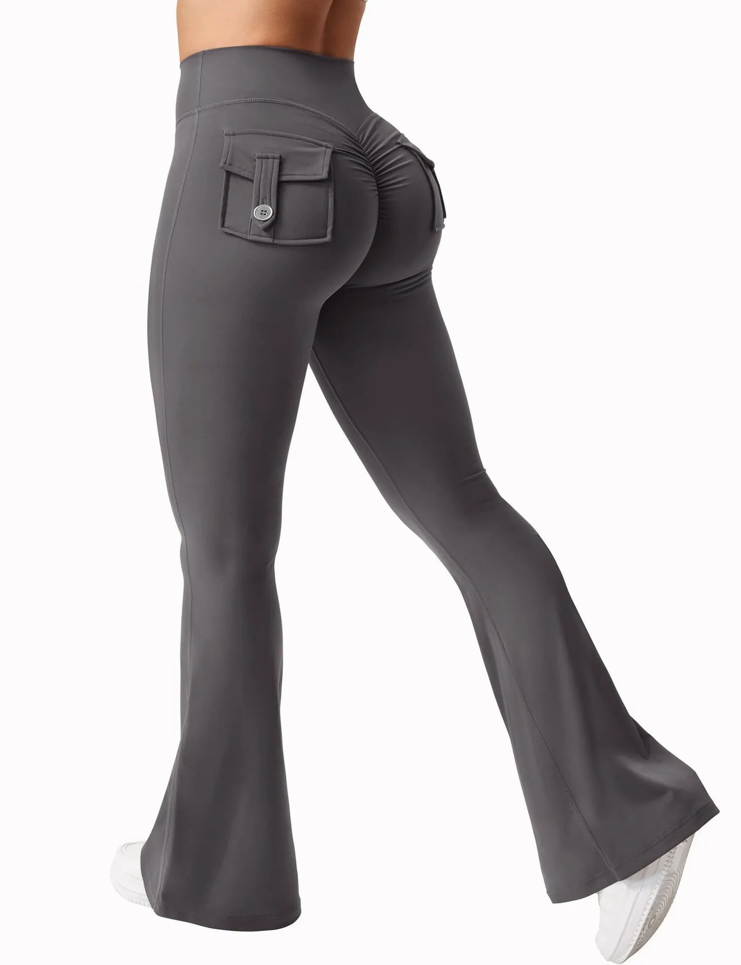 Naked Feeling Compression Fitness Workwear with Pockets Yoga Pant Newest Women Wide Leg High Stretch Yoga Leggings