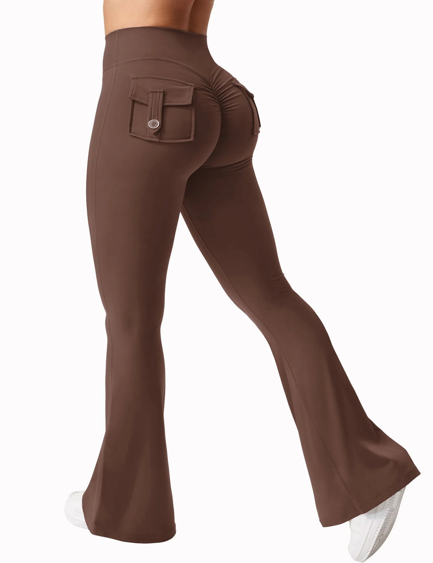 Naked Feeling Compression Fitness Workwear with Pockets Yoga Pant Newest Women Wide Leg High Stretch Yoga Leggings