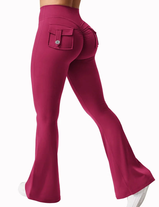 Naked Feeling Compression Fitness Workwear with Pockets Yoga Pant Newest Women Wide Leg High Stretch Yoga Leggings